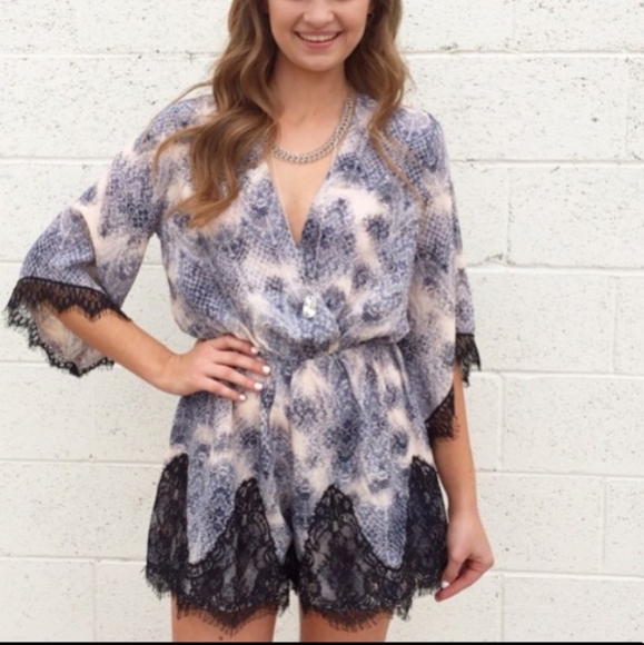 Cheekie Boutique Pants - Cheekie Boutique Open Back Lace Romper